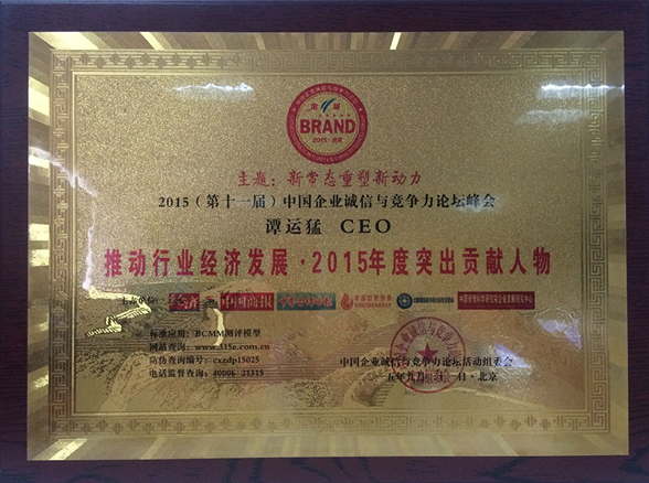 中國CEO譚運猛榮膺 “推動行業(yè)經(jīng)濟發(fā)展·2015年度突出貢獻人物”